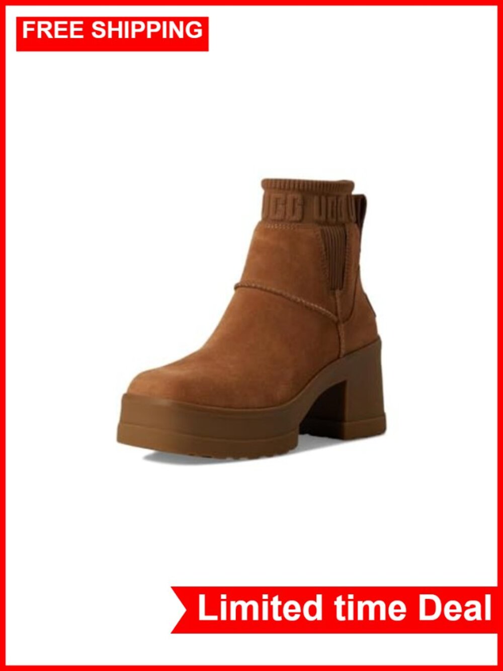 Water-Resistant Suede Ankle Bootie Platform Pull-On Casual